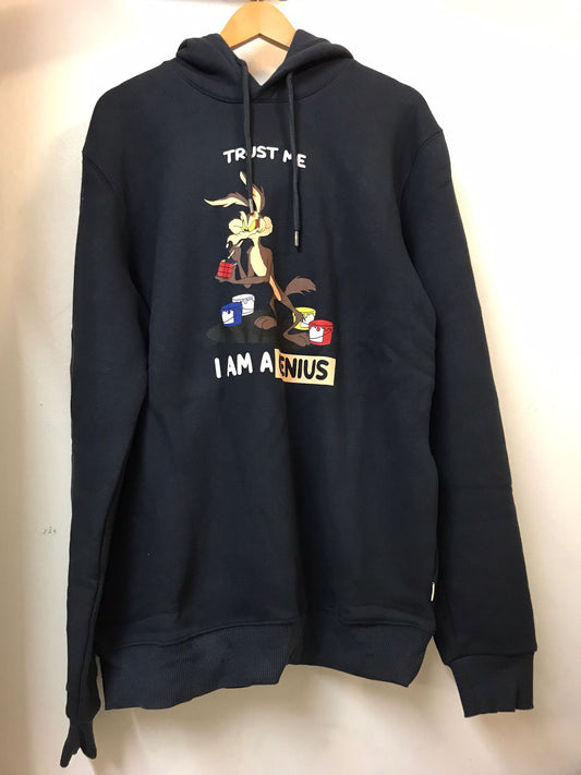 Trust Me I am Genius  Print Men's Cotton  Navy Blue Hoodie