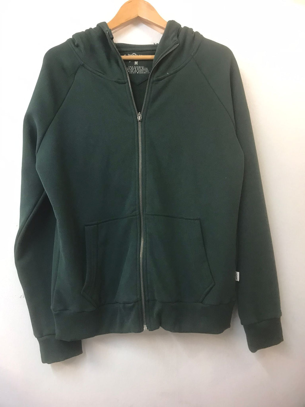 Plain ZIPPED Cotton   Men's Hooded  Greeen Jacket