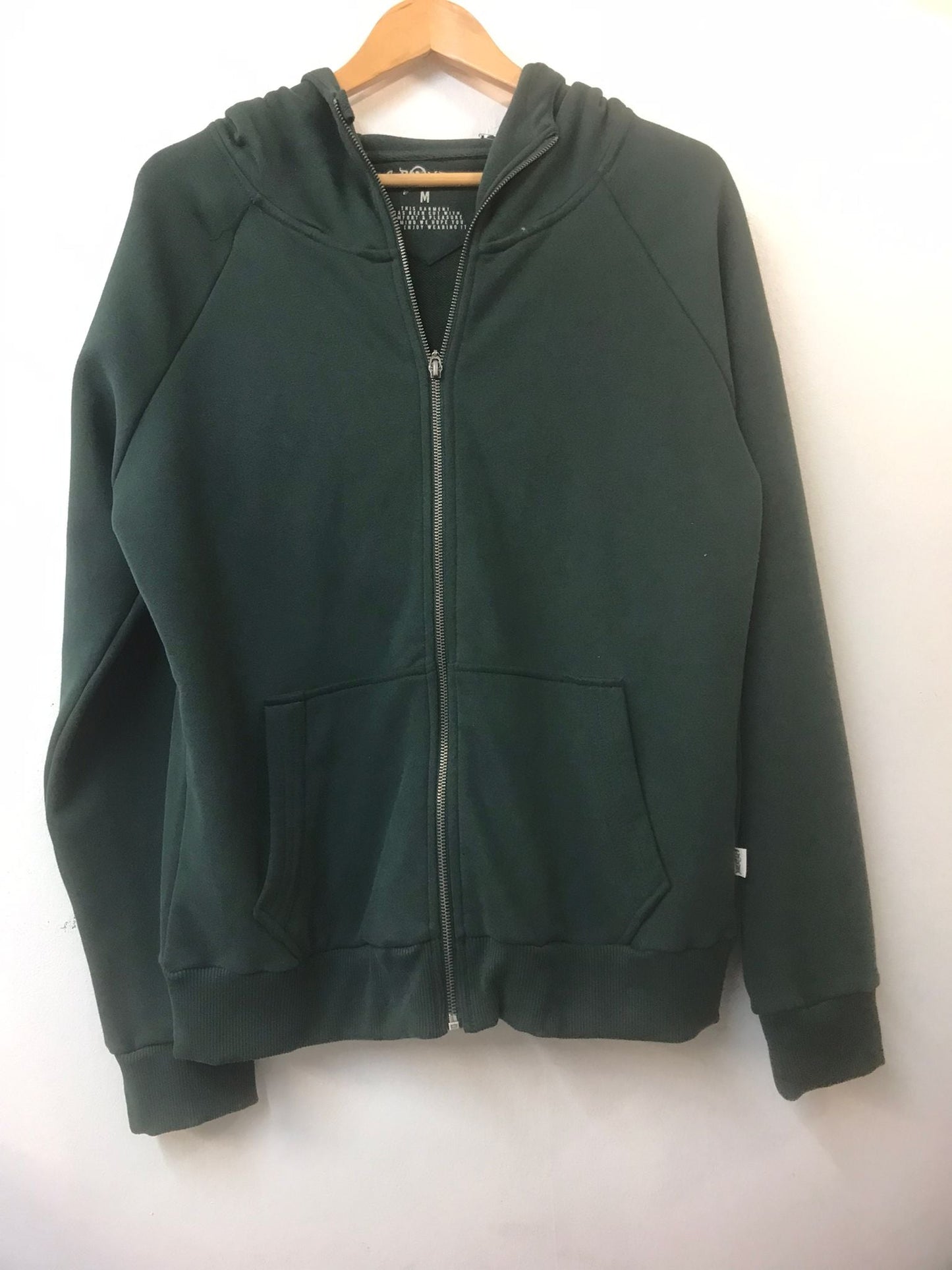 Plain ZIPPED Cotton   Men's Hooded  Greeen Jacket