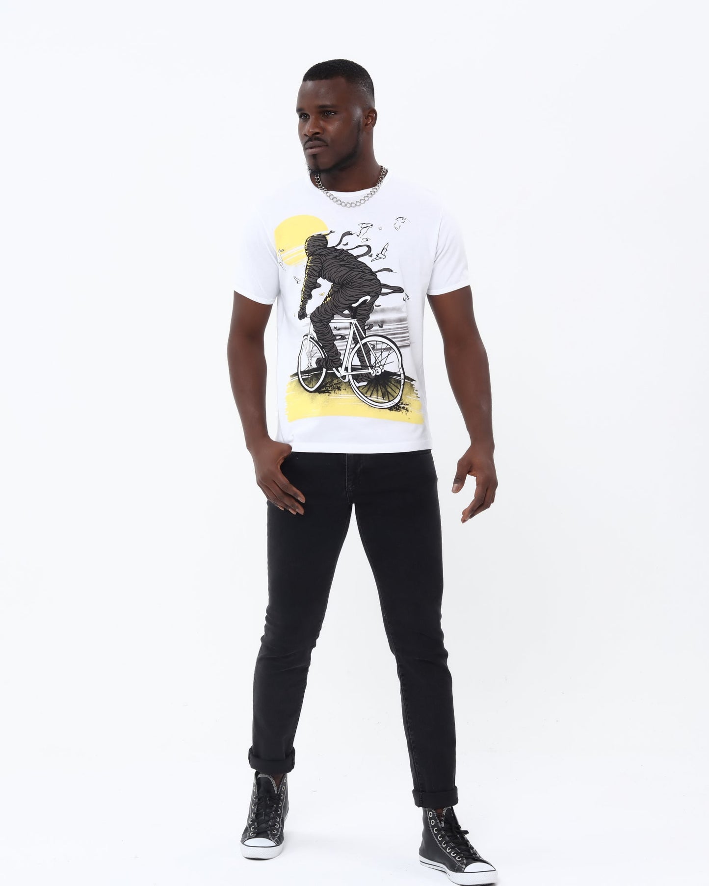 Mummy On Bike  Printed Cotton T-shirt