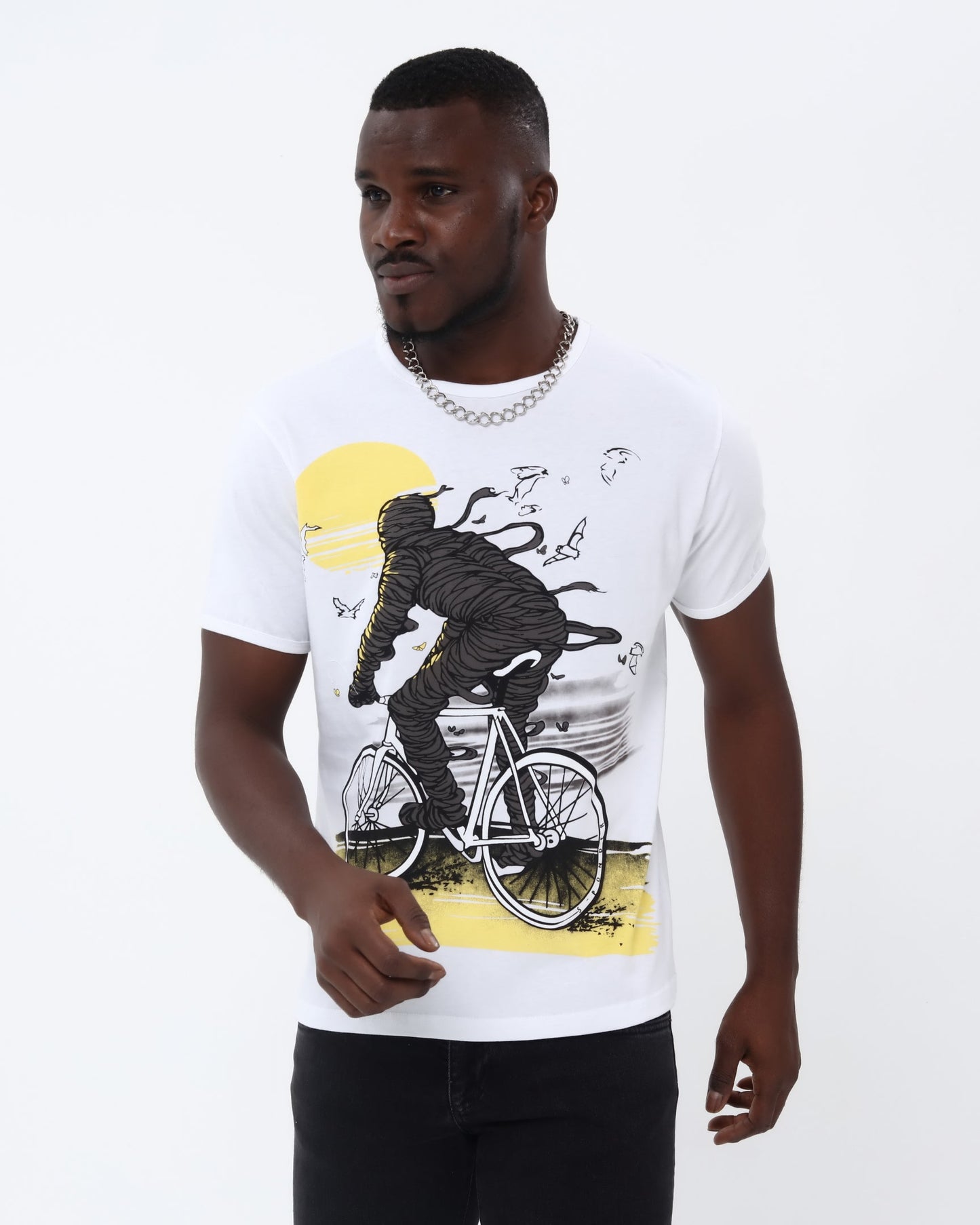Mummy On Bike  Printed Cotton T-shirt