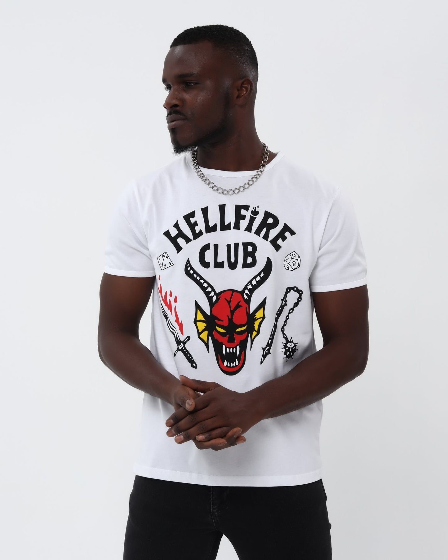 Stranger Things Hell Fire Club Print Cotton T-Shirt