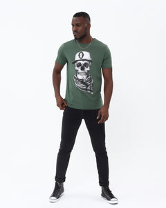 Scarf Skull Printed Cotton T-shirt