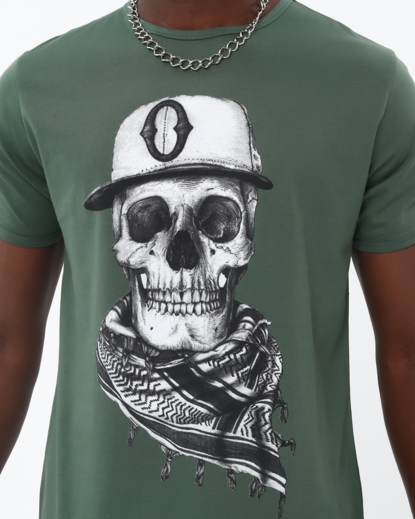 Scarf Skull Printed Cotton T-shirt