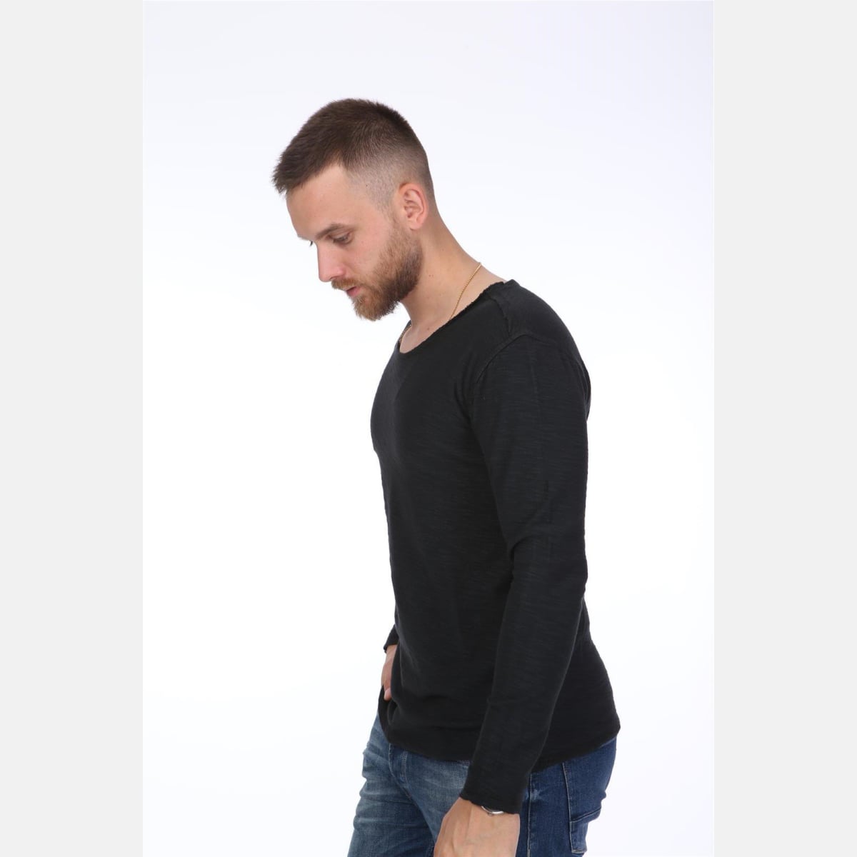 Black Long Sleeve Cotton T-shirt - S-Ponder Shop