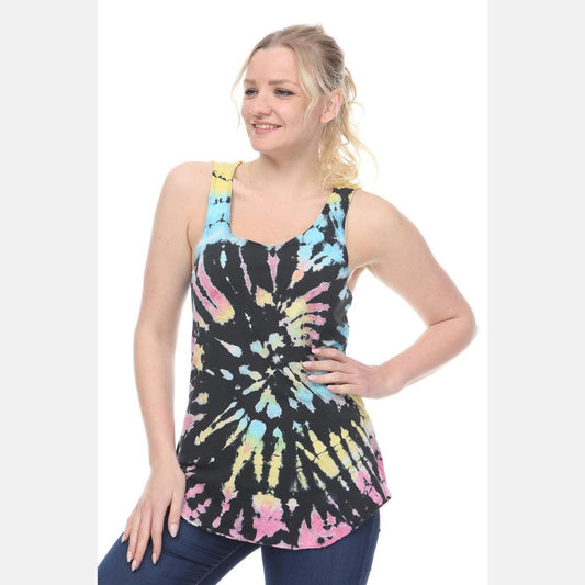 Black Round Tie Dye Cotton Women Vest - S-Ponder Shop