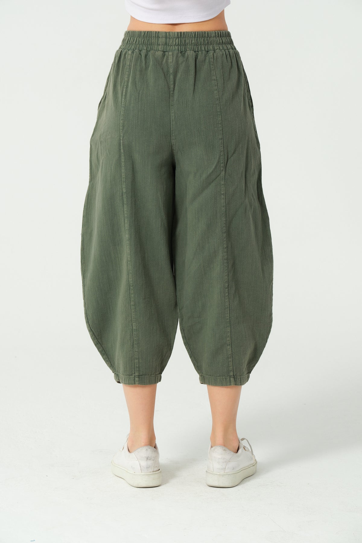 Plain Cropped  Cotton Women Pants