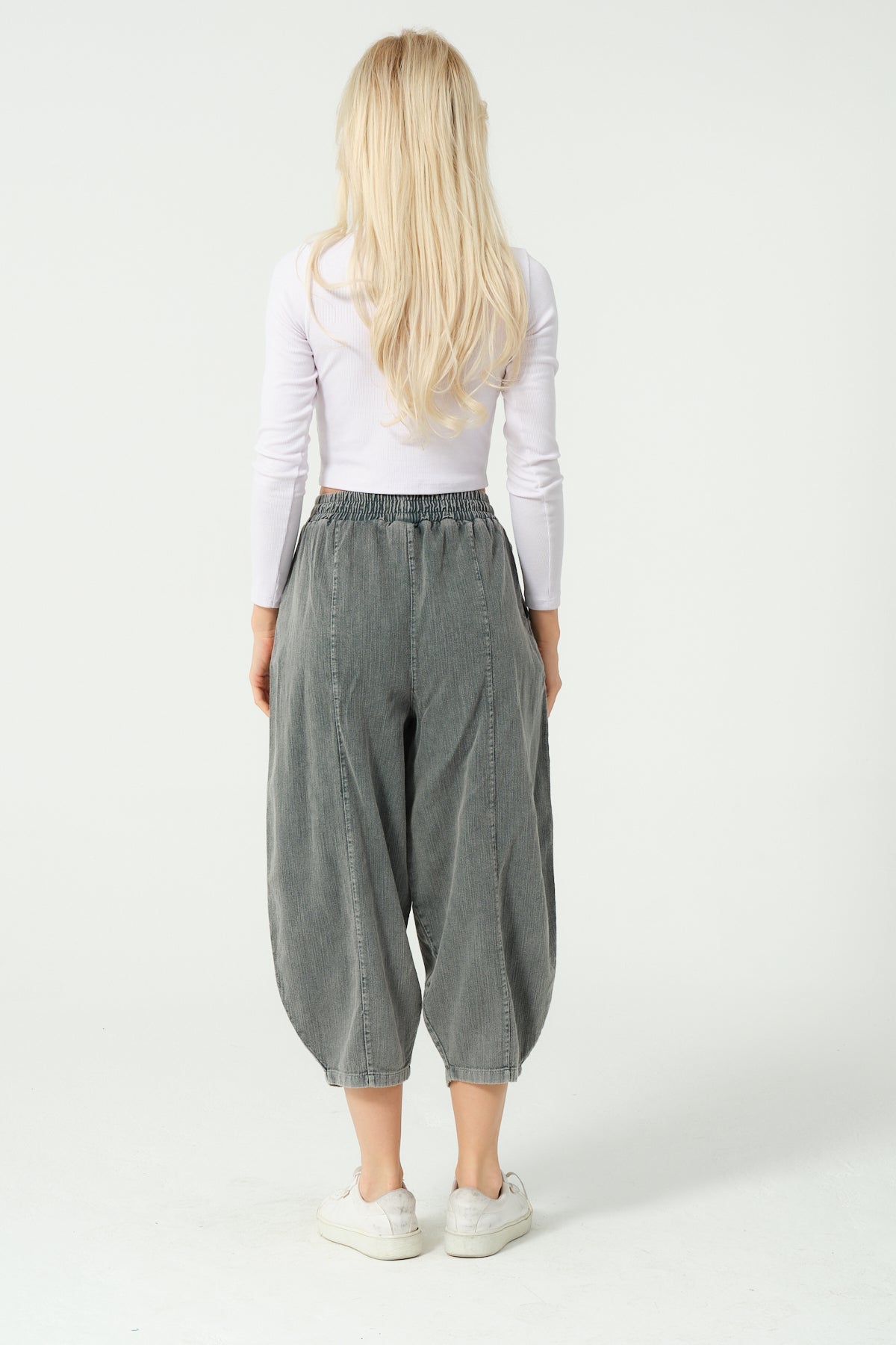 Plain Cropped  Cotton Women Pants