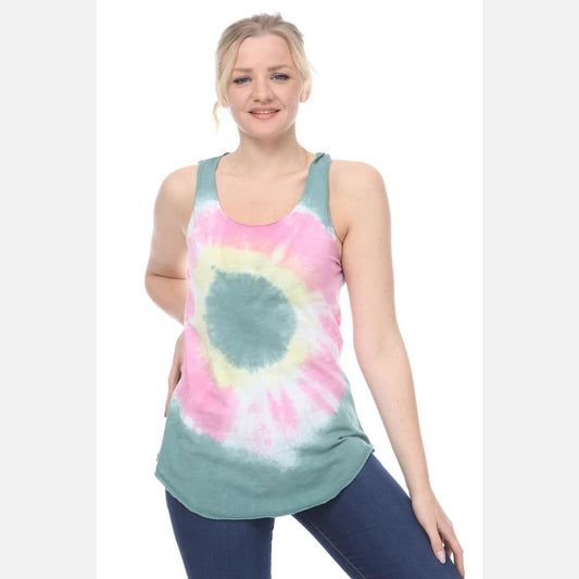 Green Round Tie Dye Cotton Women Vest - S-Ponder Shop