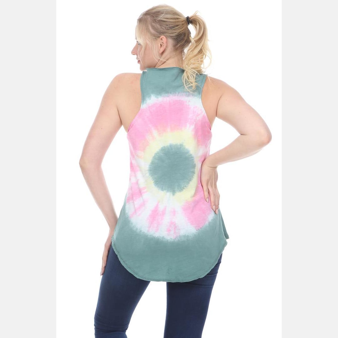 Green Round Tie Dye Cotton Women Vest - S-Ponder Shop