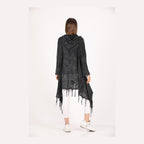Fringe Long Hoodie Knitted  Cardigan
