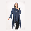 Fringe Long Hoodie Knitted  Cardigan