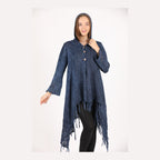 Fringe Long Hoodie Knitted  Cardigan
