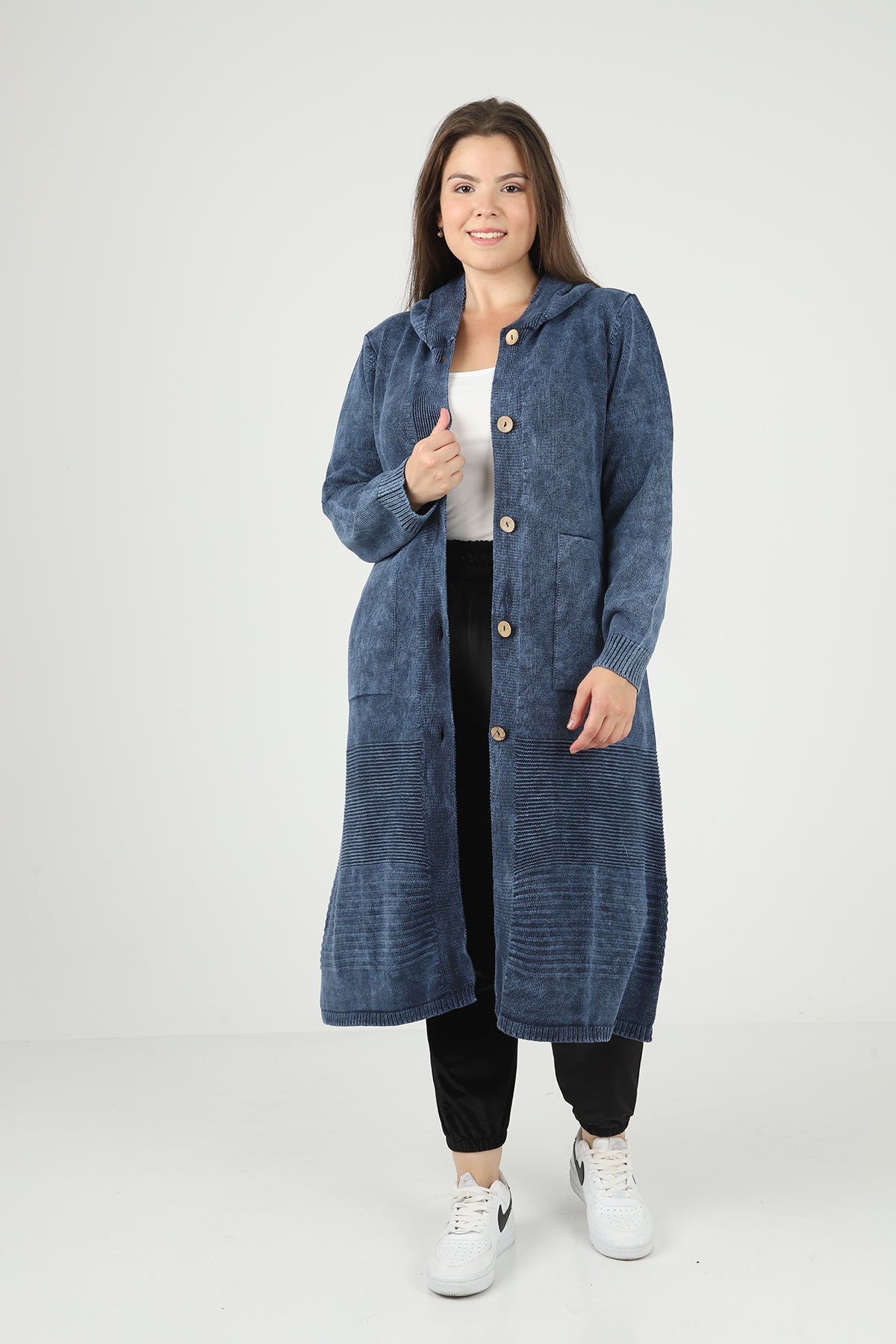 Hooded Knitted Long Women Cardigan