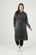 Acid Washed  Women Hoodie Cotton  Cardigan