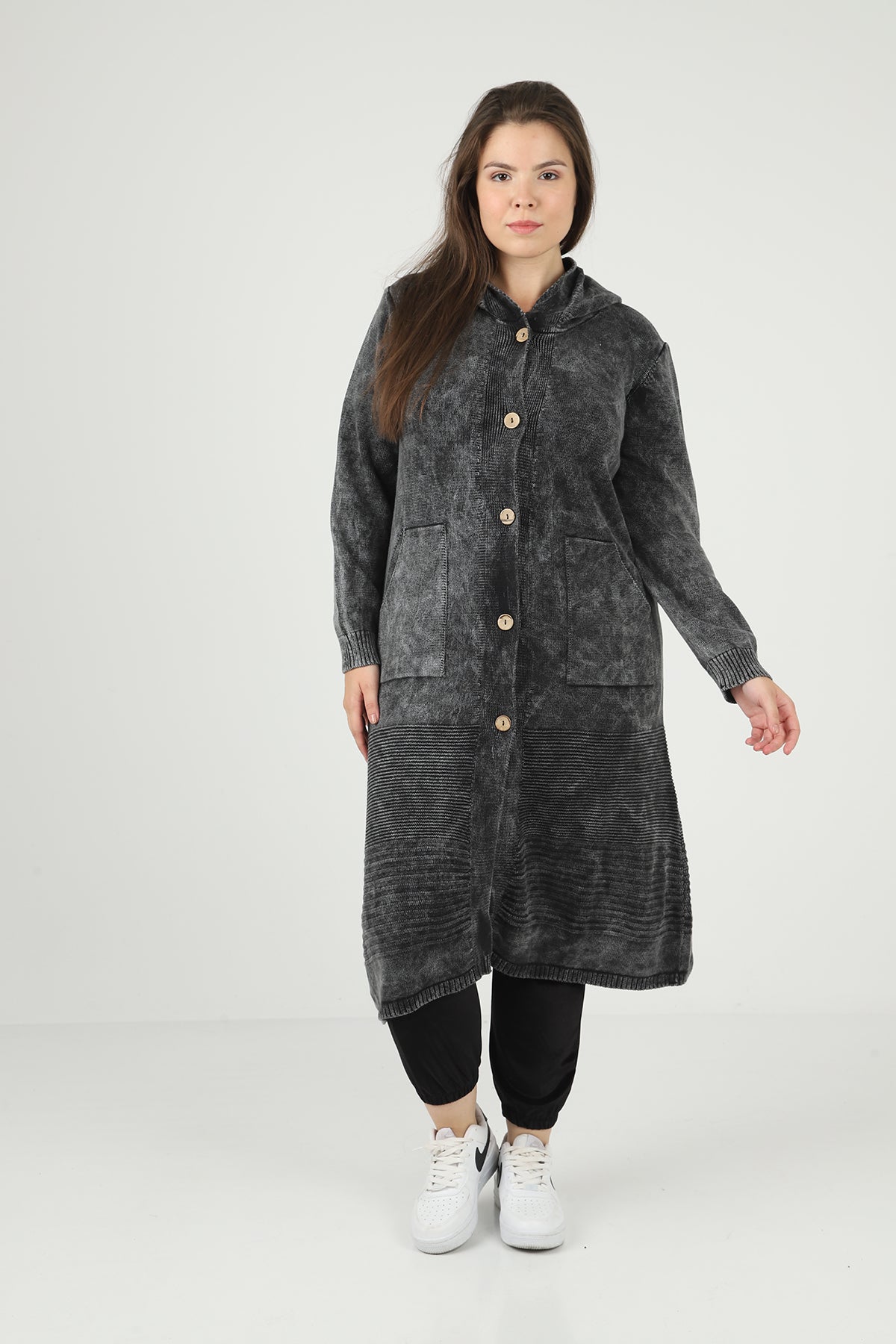 Hooded Knitted Long Women Cardigan