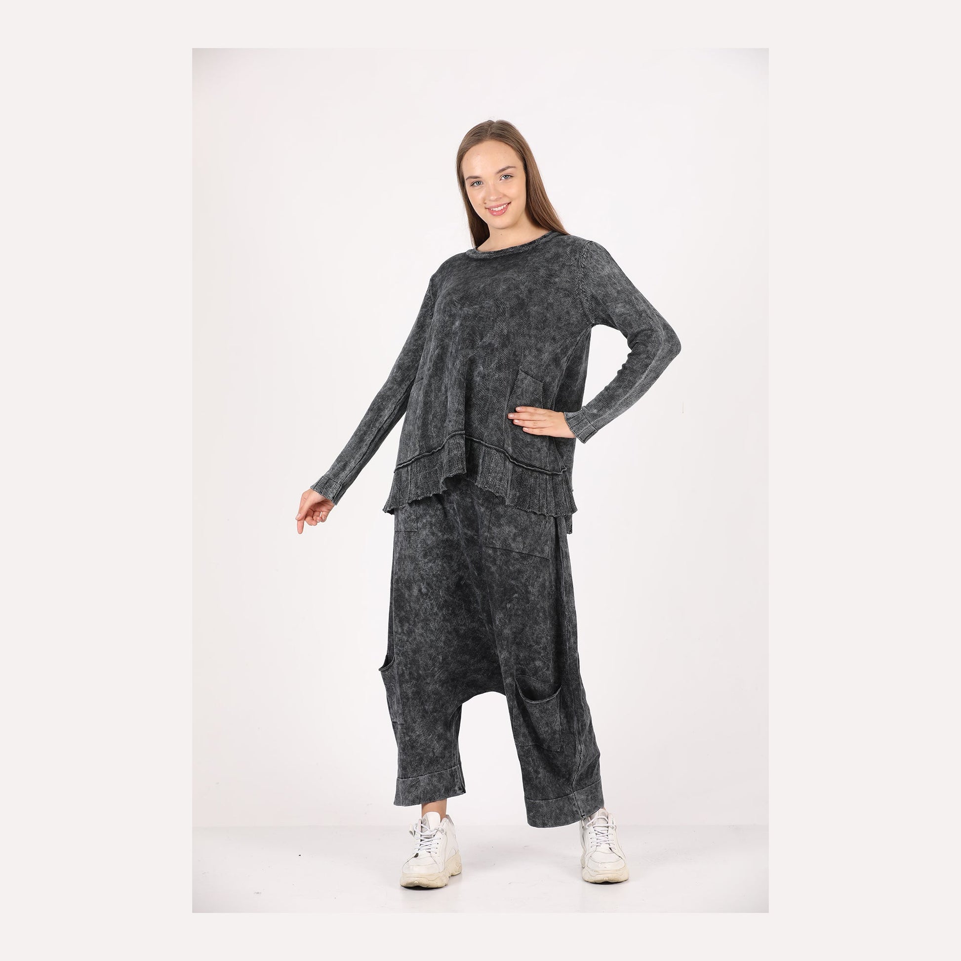 Black Oversize Bohemian Woman Pants with Pocket Details Trousers Shalwar S-Ponder