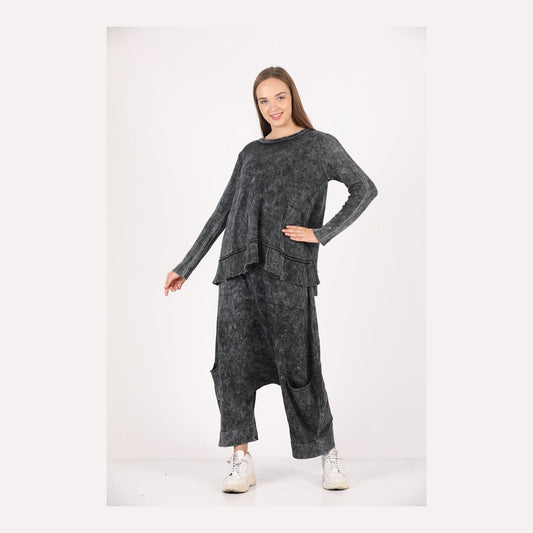 Black Oversize Bohemian Woman Pants with Pocket Details Trousers Shalwar S-Ponder