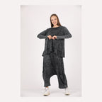 Black Oversize Bohemian Woman Pants with Pocket Details