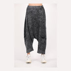 Black Oversize Bohemian Woman Pants with Pocket Details