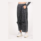 Black Oversize Bohemian Woman Pants with Pocket Details