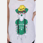 White Beardy Dog Animal Printed Cotton Women Vest - S-Ponder Shop