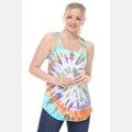 Yellow Round Tie Dye Cotton Women Vest Tank Top S-Ponder