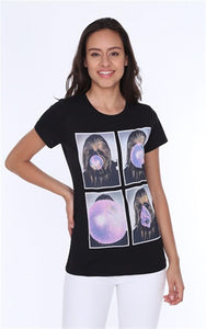 Black Chewbacca Gum Star Wars Printed Cotton Women T-shirt Tee Top Wholesale S-Ponder