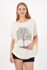 Shinny Tree Of Life Women Cotton Tops