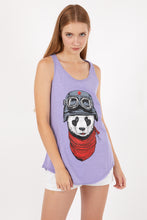 Load image into Gallery viewer, Stone Washed Panda Pilot Printed Cotton Women Vest
