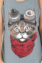 Load image into Gallery viewer, Stone Washed Google Cat Animal Printed Cotton Women Vest
