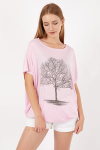 Shinny Tree Of Life Women Cotton Tops