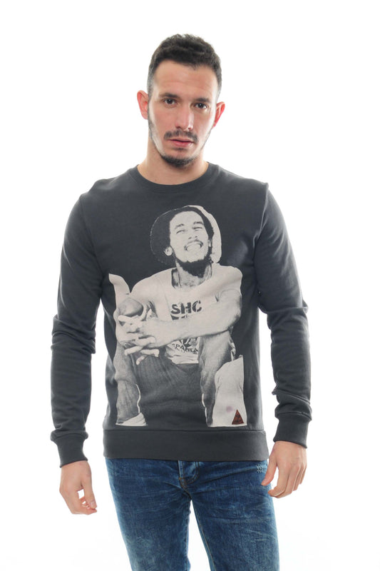 Black Bob Marley Printed Cotton Men Sweatshirt Timya Wholesale S-Ponder