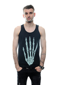 Black Skeleton Hand Printed Cotton Vest