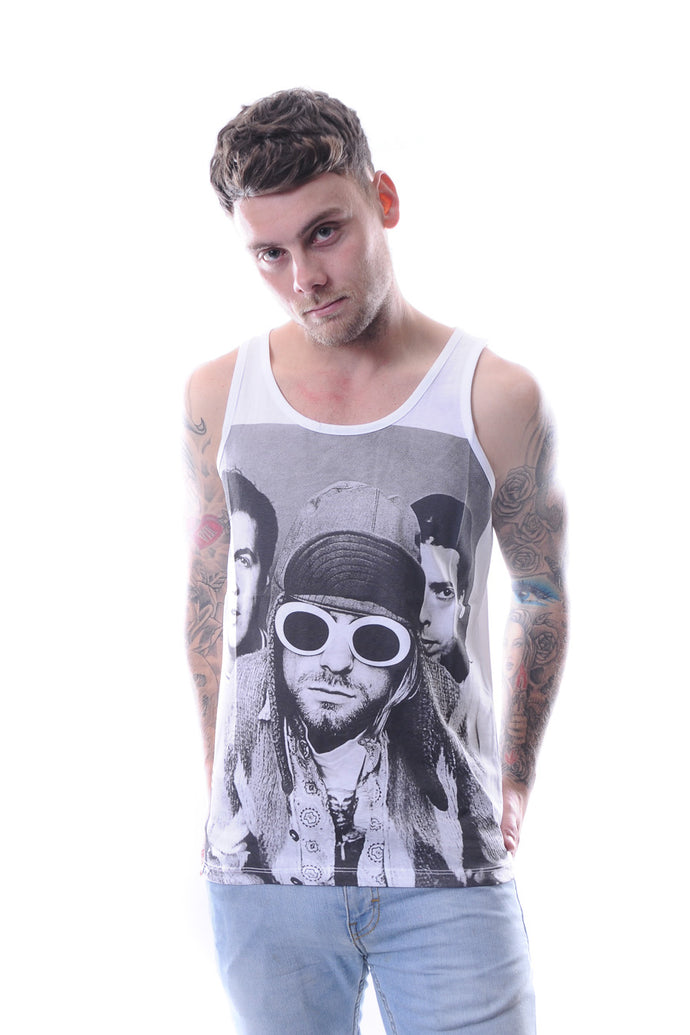 White Nirvana ( Kurt Cobain ) Printed Cotton Vest