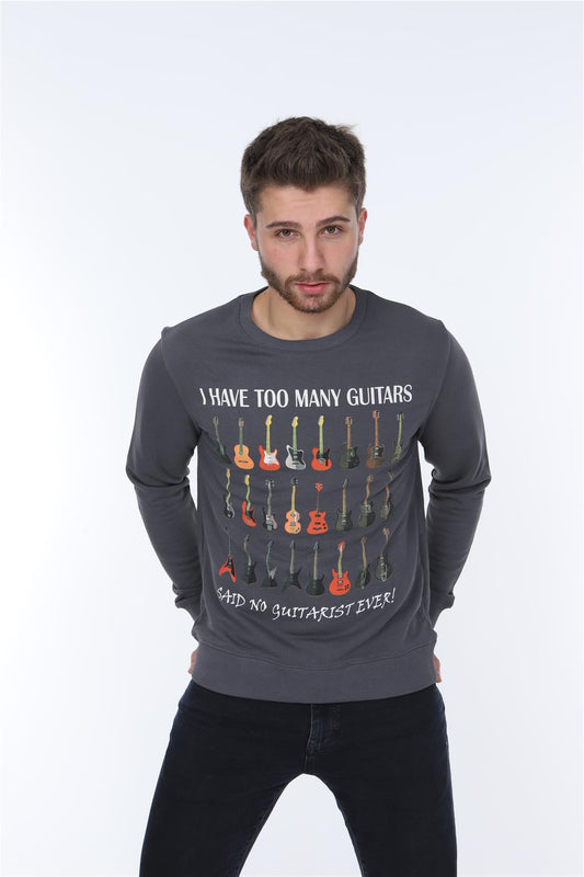 Grey Guitar House Printed Cotton Sweatshirt Timya Wholesale S-Ponder