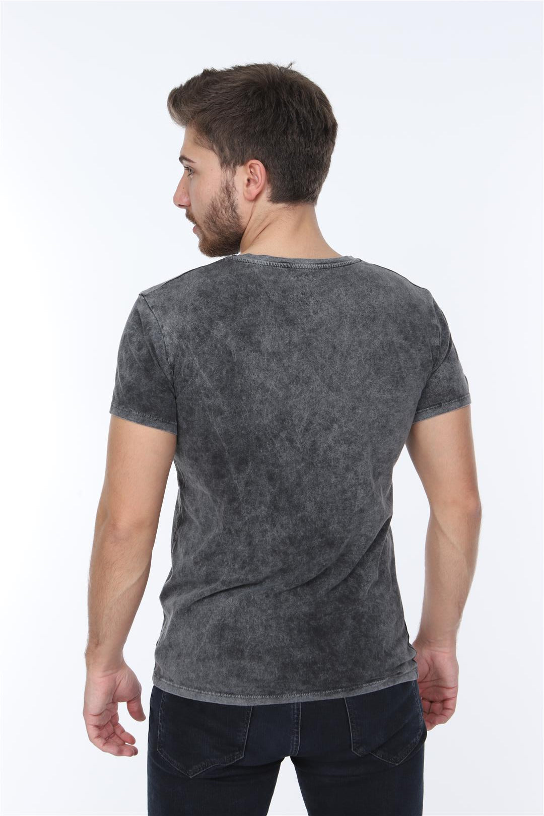 Stone Washed Red Hat Cat Animal Printed Cotton T-shirt