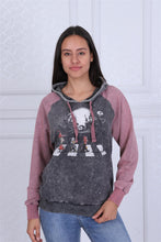 Load image into Gallery viewer, Anthracite Pink Stone Washed Nightmare Printed Cotton Women Boyfriend Cut Hoodie Timya Wholesale S-Ponder
