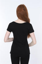 Load image into Gallery viewer, Black Maneki Cat Animal Printed Cotton Women T-shirt
