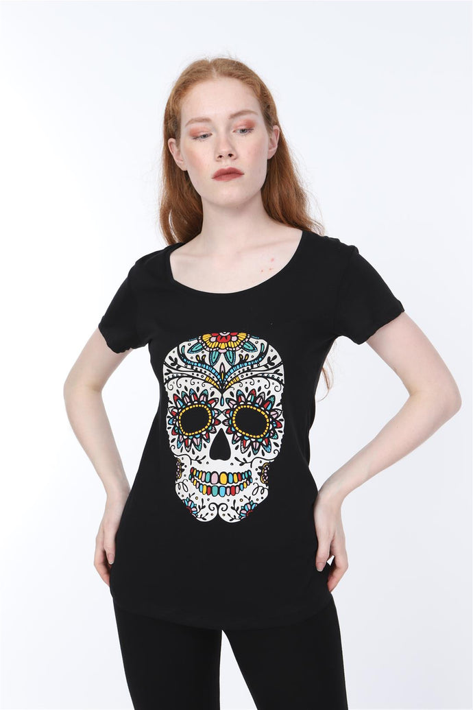 New Color Skull Printed Women's T-Shirt