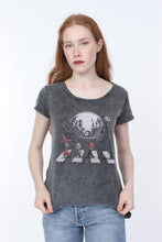 Load image into Gallery viewer, Black Anthracite Stone Washed The Nightmare before the Christmas Printed Cotton Women T-shirt Tee Top Timya Wholesale S-Ponder
