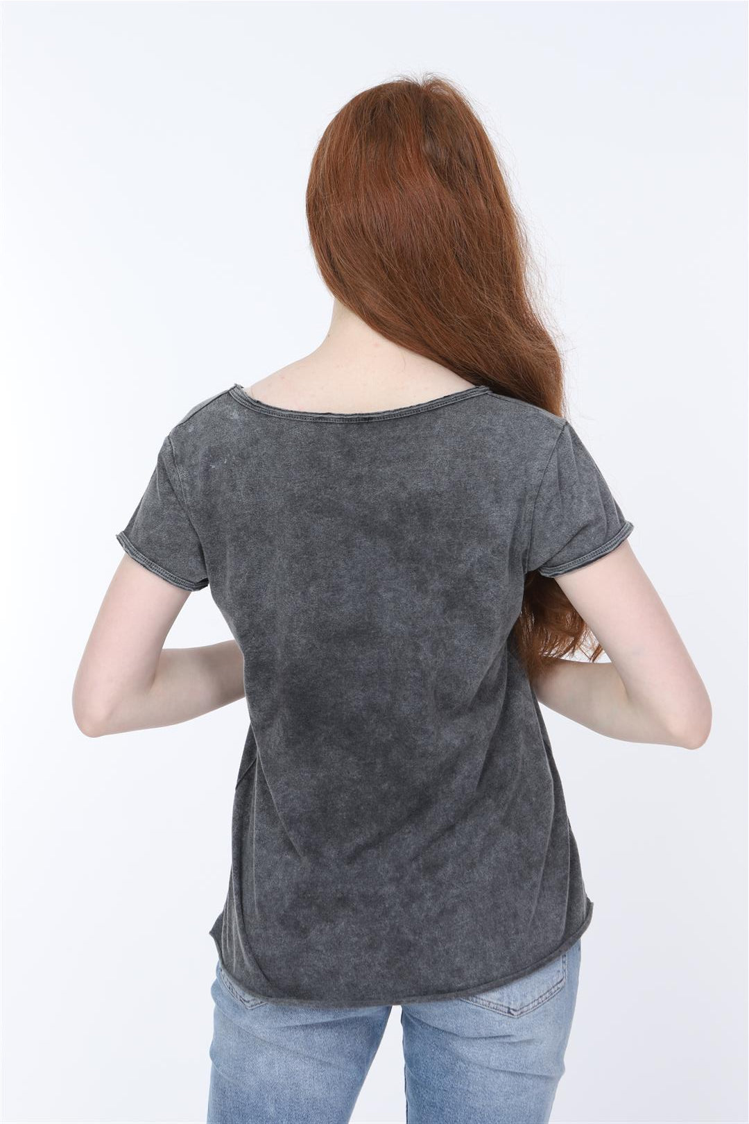 Anthracite Stone Washed The Nightmare before the Christmas Printed Cotton Women T-shirt