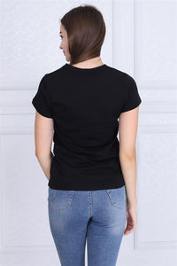 Black Search Engine Bicycle Printed Cotton Women T-shirt