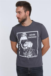 Grey Never Enough (Irony) Printed Cotton T-shirt Tee Top Timya Wholesale S-Ponder