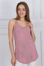 Stone Washed  Angel Wings  Printed  Back Cotton Women Vest