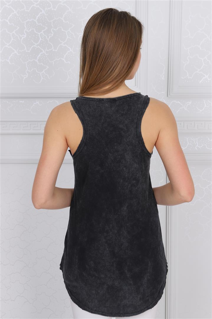 Stone Washed Google Cat Animal Printed Cotton Women Vest