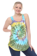 Blue Round Tie Dye Cotton Women Vest Tank Top Timya Wholesale S-Ponder