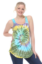 Load image into Gallery viewer, Blue Round Tie Dye Cotton Women Vest Tank Top Timya Wholesale S-Ponder
