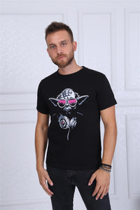 Black Dj Yoda Master Star Wars Printed Cotton T-shirt Tee Top Timya Wholesale S-Ponder