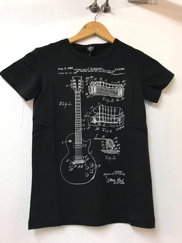 Black Guitar Patent Cotton Kids Child Junior T-Shirt Tee Timya Wholesale S-Ponder